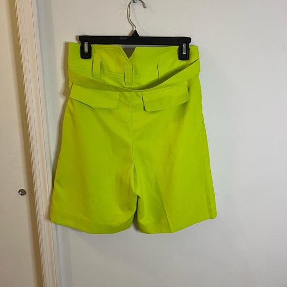 Simon Miller long length high rise tailored shorts with belt, lime green,size XS - Picture 8 of 11